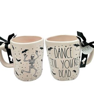 Rae Dunn Mug DANCE TIL YOURE DEAD Pink Halloween Skeleton Witchy Goth New 2024